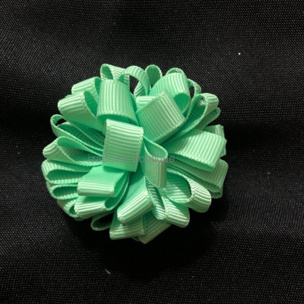 Mint 2 1/2" Loopy Bow   4B2318  Handmade NWT Boutique